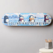 Cool Penguins Skateboarding in Snow Custom Persoonlijk Skateboard