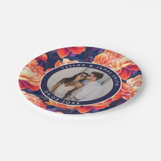 Cool Peonies Borden voor bruiloft na feest Papieren Bordje (Gekanteld)