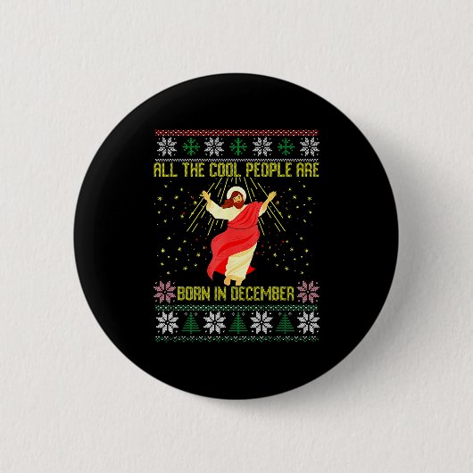 Cool People Are Born In December Christian Christm Ronde Button 5,7 Cm (Voorkant)