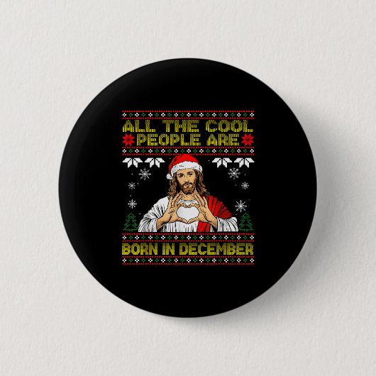 Cool People Are Born In December Christian Christm Ronde Button 5,7 Cm (Voorkant)