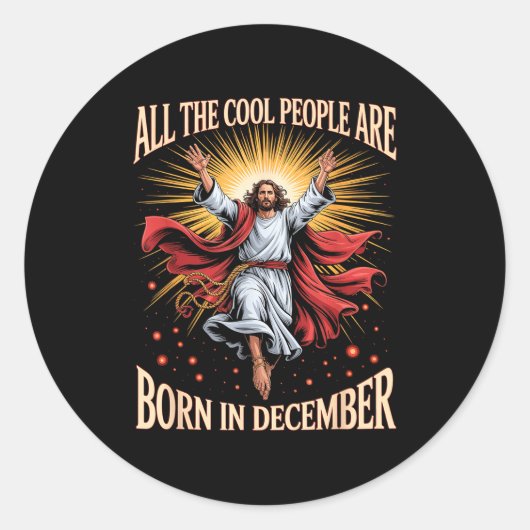 Cool People Are Born In December Christian Christm Ronde Sticker (Voorkant)