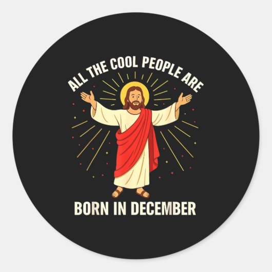 Cool People Are Born In December Christian Christm Ronde Sticker (Voorkant)
