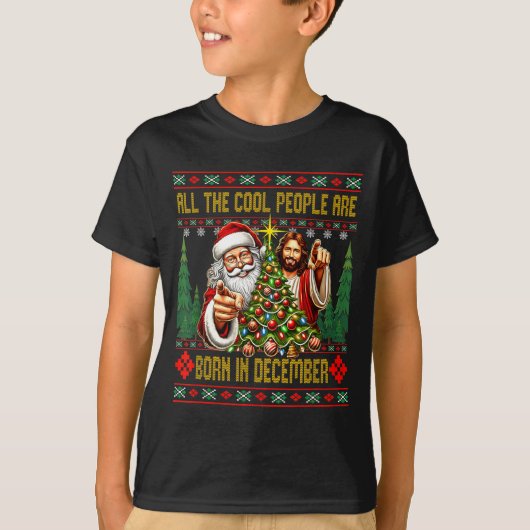Cool People Are Born In December Christian Christm T-shirt (Voorkant)