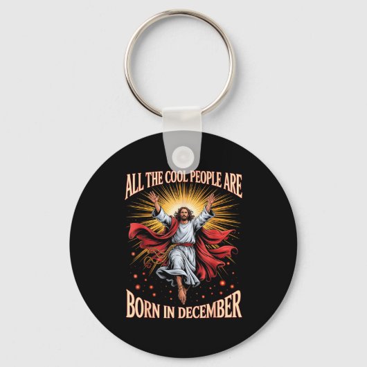 Cool People Are Born In December Christian Xmas Bi Sleutelhanger (Voorkant)