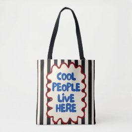 Cool People Live Here Boodschaptas | Leuke Retro Q Tote Bag
