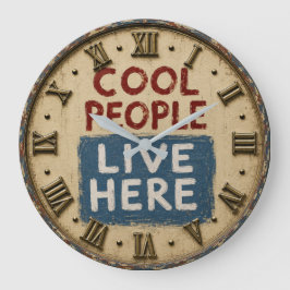 Cool People Live Here Rustic Farmhouse Grote Klok