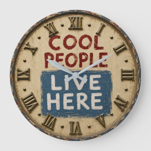 Cool People Live Here Rustic Farmhouse Grote Klok (Voorkant)