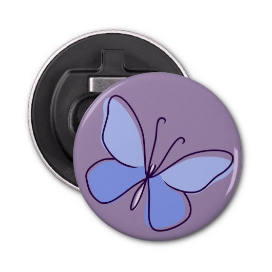 Cool Periwinkle Paarse-Blue Butterfly Doodle Button Flesopener (Voorkant)