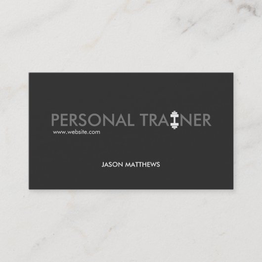 Cool Personal Trainer Dumbbell Logo Fitness Visitekaartje (Voorkant)