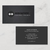 Cool Personal Trainer White Dumbbell Logo Fitness Visitekaartje (Voorkant / Achterkant)