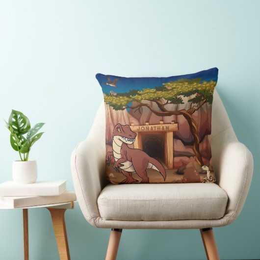 Cool personalized Dinosaur Jurassic Animal brown Kussen (Stoel)
