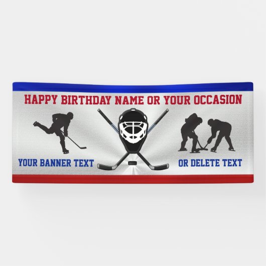 Cool PERSONALIZED Hockey Birthday Banner (Horizontaal)
