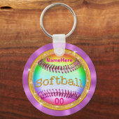 Cool PERSONALIZED Multicolor Softball-Sleutelhange Sleutelhanger (Voorkant)