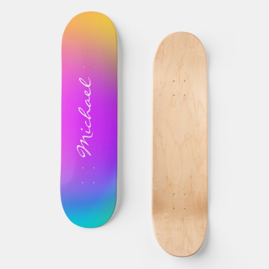 Cool Personalized Neon Ombre Persoonlijk Skateboard (Voorkant)