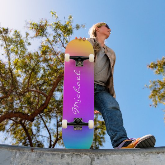 Cool Personalized Neon Ombre Persoonlijk Skateboard (Buiten 1)