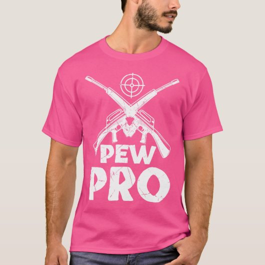 Cool Pew Pro Clay Pigeons Rifles Pistool Lover Vet T-shirt (Voorkant)