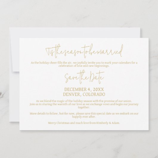 Cool Photo Christmas Wedding Elegant Modern Script Save The Date (Achterkant)