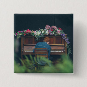 Cool Piano Artwork Vierkante Button 5,1 Cm