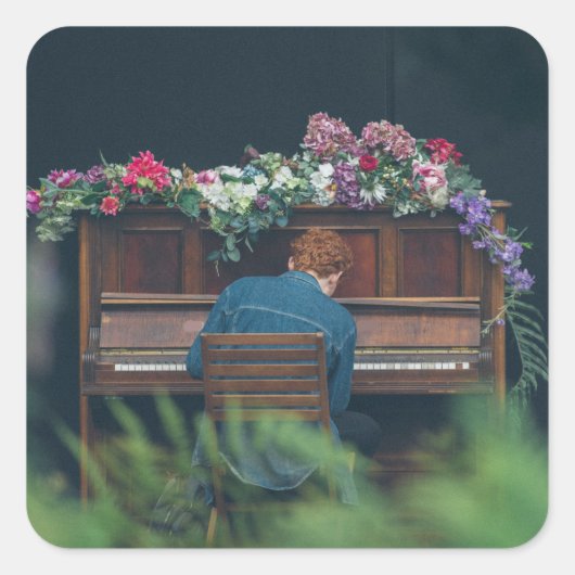 Cool Piano Artwork Vierkante Sticker (Voorkant)