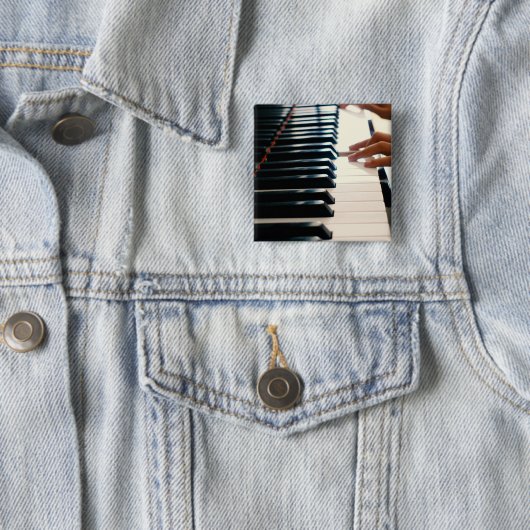Cool Piano Design Vierkante Button 5,1 Cm (In situ)