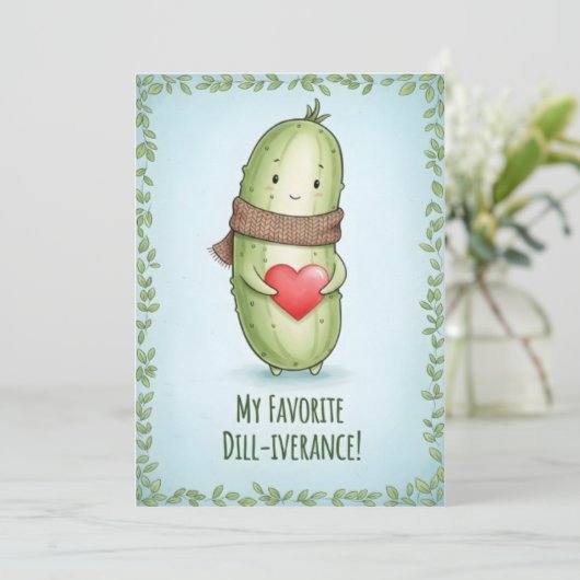 Cool Pickle Lover Dill With It funny pun gift Bedankkaart (Staand voorkant)