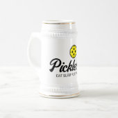 Cool pickleball beer stein cadeau voor liefhebbers bierpul (Voorkant links)