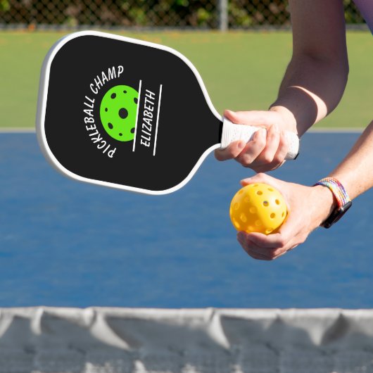 Cool Pickleball Champ Naam Bal Zwart Groen Sport Pickleball Paddle (Insitu)