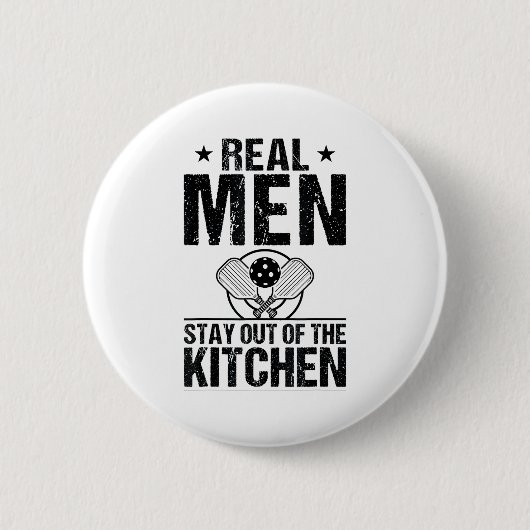 Cool pickleball echte mannen blijven uit de keuken ronde button 5,7 cm (Voorkant)