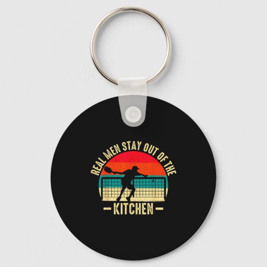 Cool pickleball echte mannen blijven uit de keuken sleutelhanger (Voorkant)