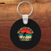 Cool pickleball echte mannen blijven uit de keuken sleutelhanger (Voorkant)