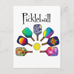 Cool Pickleball Paddle Sports Rainbow Briefkaart