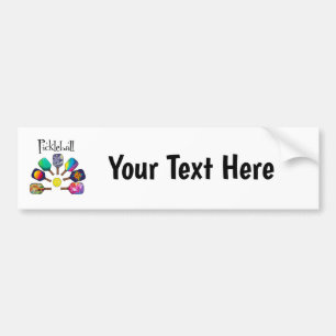 Cool Pickleball Paddle Sports Rainbow Bumpersticker