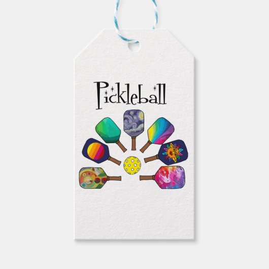 Cool Pickleball Paddle Sports Rainbow Cadeaulabel (Voorkant)