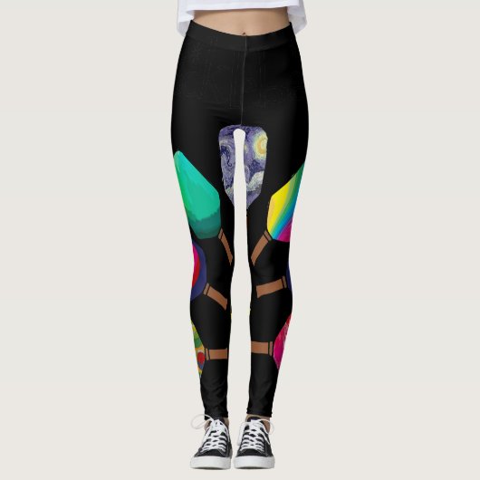 Cool Pickleball Paddle Sports Rainbow Leggings (Voorkant)