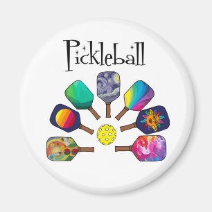 Cool Pickleball Paddle Sports Rainbow Magneet