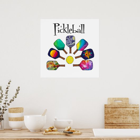Cool Pickleball Paddle Sports Rainbow Poster (Keuken)