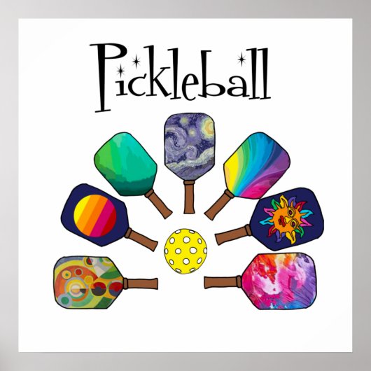 Cool Pickleball Paddle Sports Rainbow Poster (Voorkant)