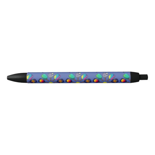 Cool Pickleball Paddle Sports Rainbow Zwarte Inkt Pen (Voorkant)