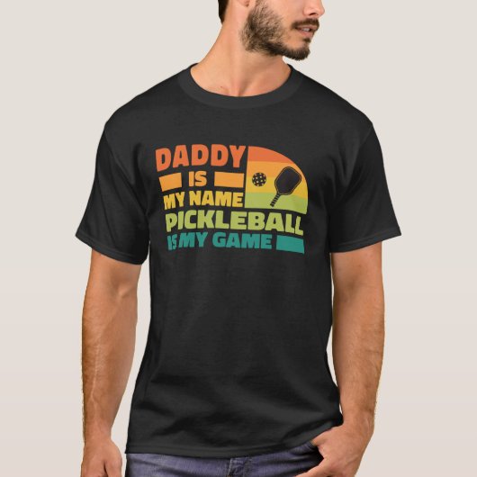 Cool Pickleball Papa Paddle Retro Sunset Paddlebal T-shirt (Voorkant)