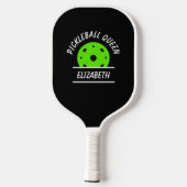 Cool Pickleball Tover Naam Tekst Bal Zwart Groen Paddle (Achterkant)