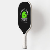 Cool Pickleball Tover Naam Tekst Bal Zwart Groen Paddle (Links)