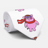 Cool Pig Aviator cartoon | achtergrondkleur kiezen Stropdas (Opgerold)