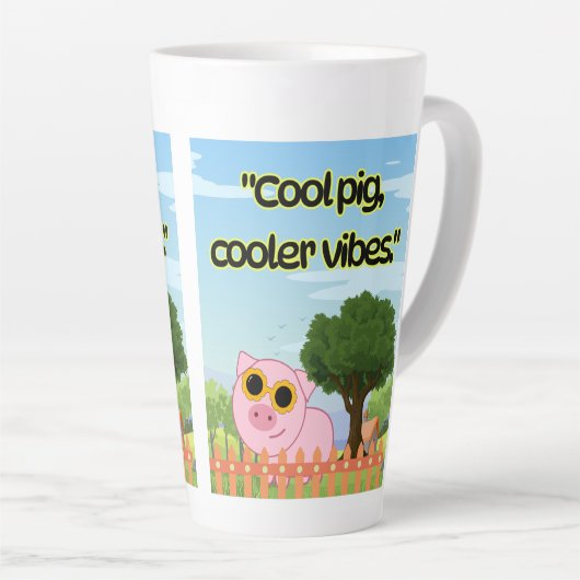 Cool Pig Quote Latte Mok (Rechterhoek)