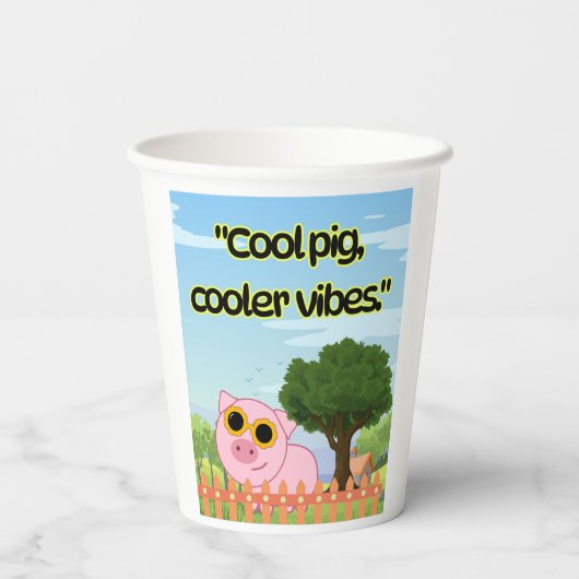 Cool Pig Quote Papieren Bekers (Achterkant)