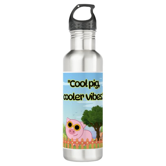 Cool Pig Quote Waterfles (Voorkant)