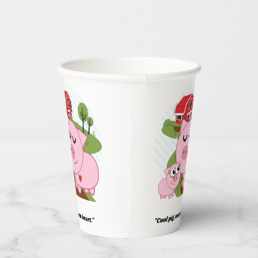 Cool Pig Warm hart Papieren Bekers (Rechts)