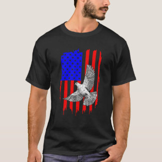 Cool Pigeon Design Mannen Women Patriotic US Flag T-shirt
