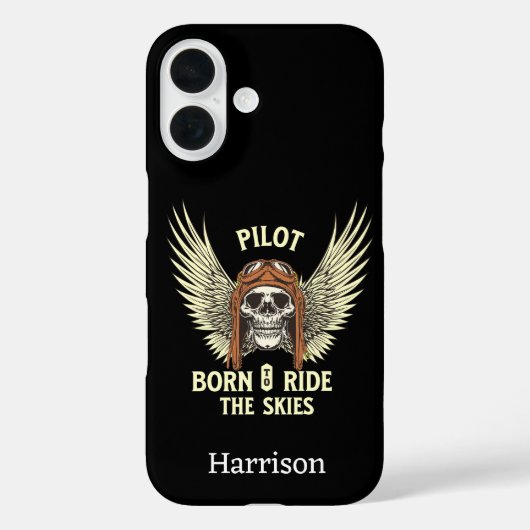 Cool Piloot Vliegend,Schedel & Vleugels, Luchtvaar Case-Mate iPhone Case (Achterkant)