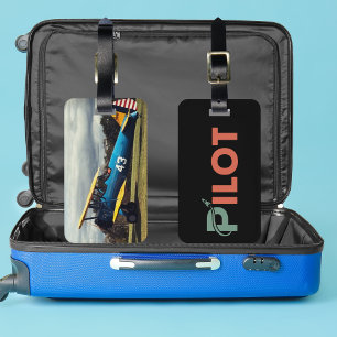 Cool Pilot typografie & raket, Leuk, Eenvoudige Lu Bagagelabel