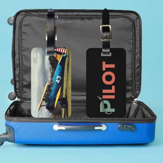 Cool Pilot typografie & raket, Leuk, Eenvoudige Lu Bagagelabel